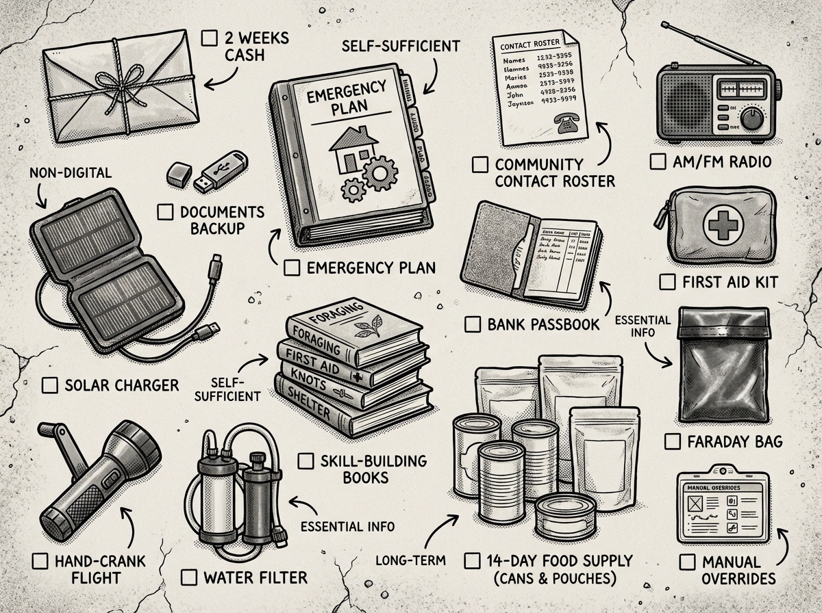 Complete AI disruption preparedness kit laid out for inspection